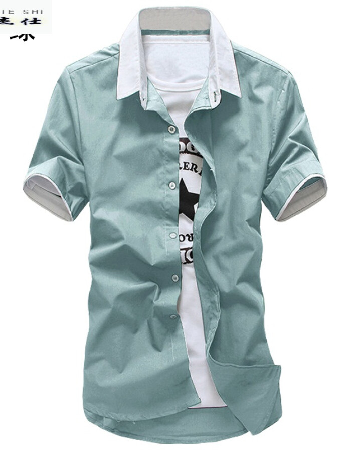 丹杰仕2016夏季新款男士短袖衬衫 韩版修身，诠释青春潮流风尚